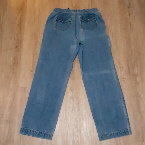 Vintage Y2K Eddie Bauer Sz 6 Blue Jeans * High-Waist Denim * Button Zip String - Picture 7 of 9